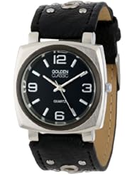 Golden Classic Womens 2267_black "Off the Cuff" Vintage Leather Studded Band Watch
