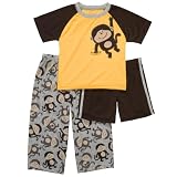 Carters Yellow Monkey 3 Piece Pajama Set 2t-5t