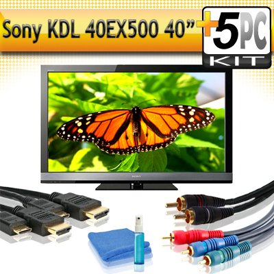 Brand New Sony Bravia KDL-40EX500 Series HDTV 1080p LCD HDTV With Complimentary HDTV package Kit Includes (2) 6FT Hdmi 1.3B Cables, 6FT Audio Interconnect Cable Screen Cleaner