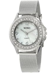 XOXO Womens XO5550 Silver-Tone Mesh Bracelet Rhinestones Accent Watch