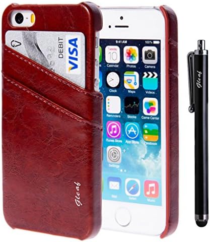 iPhone 5s Case, iPhone 5 Case, Gleaf(TM) Apple iPhone 5s Case Premium Leather Case with Card Holder (Brown)