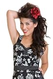 Living Dead Souls Womens OFF-DICE ROCKABILLY CROSS STRAP TOP- Black/White