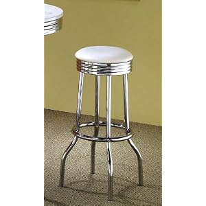 Click here to buy Set of 2 Retro Nostalgic Style White 29H Bar Stools by visiondecor Furniture.