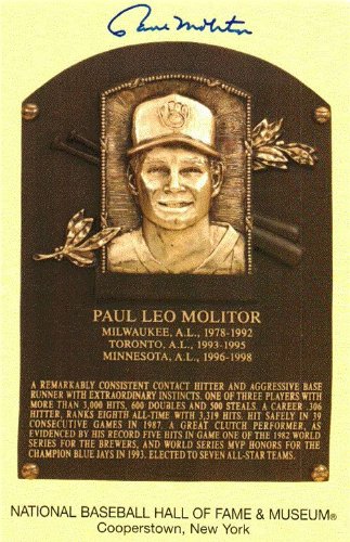 Paul Molitor Hall Of Fame Gold Plaque