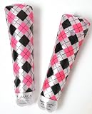 read full review PAIR OF MIAMICA INNER BOOTIE ARGYLE PRINT BLACK PINK TRENDY INFLATABLE BOOT SHAPERS