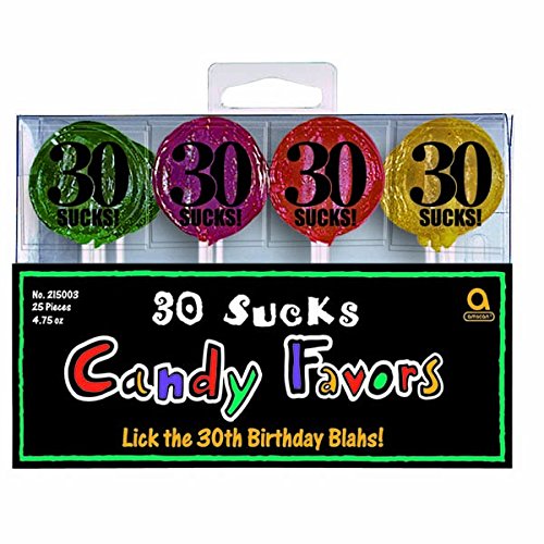 A Year to Celebrate 30th Birthday Party 30 Sucks Lollipop Candy Favour, Pack of 20, Multi , 4.25
