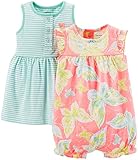 カーターズ carter's アパレル basic line ワンピース ロンパース セット ボーダー フラワー オレンジ グリーン 綿 118A098 【並行輸入品】 12ヶ月