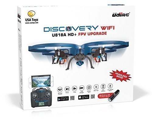 UDI U818A WiFi FPV RC Quadcopter Drone with HD Camera - VR Headset Compatible - Low Voltage Alarm, Gravity Induction and Headless Mode - Includes BONUS BATTERY + Power Bank (Quadruples Flying Time) - FAA Registration NOT Required UDI U818A WiFi FPV RC Quadcopter Drone with HD Camera - VR Headset Compatible - Low Voltage Alarm, Gravity Induction and Headless Mode - Includes BONUS BATTERY + Power Bank (Quadruples Flying Time) - FAA Registration NOT Required