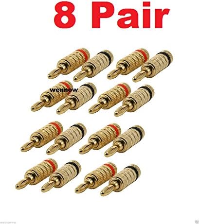 wennow Speaker Wire Banana Plugs Pack Lot Audio Gold Connectors New - 8 Pair (16 pcs)