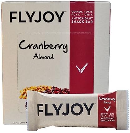 FLYJOY Nutritious Snack Bars | Quinoa + Oats + Flax + Chia - 12 Bars (Cranberry Almond)