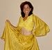 Gold Bra Front Cotton Choli/Blouse with Silk Sleeves