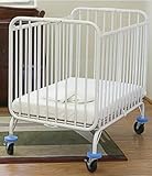 Folding Deluxe Metal Crib (White) (37.5"H x 24.25"W x 39.3"D)