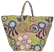 Cotton Canvas Floral Beach Bag 26"L Top x 16.5"H