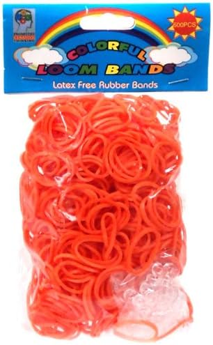 Colorful Loom Bands 600 ORANGE Rubber Bands with 'S' Clips