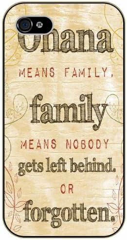 Ohana means family, family means nobody gets left behind or forgotten - Inspired by Lilo And Stitch - iPhone 4 / 4s black plastic case / Inspiration Walt Disney quotes