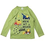 《H28年秋冬物》 CHEEK ROOM(チイクルーム) 製品洗い加工済み42/2天竺はたらく車長袖Tシャツ 95cm/GN NO.B-460266