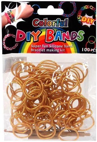 D.I.Y. Do it Yourself Bracelet Bands 500 Metallic Gold Rubber Loom Bands with Hook Tool &amp; Buckles by DIY Bands