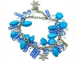 8 Inch GenuineTurquoise and Crystal Snowflake Bracelet