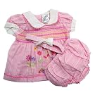 Baby Girls Embroidered Summer Dress with Hair Band (Flower Design Pink)