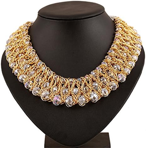 TIDOO Jewelry Womens 17 Inch 3 Rows Bid Shinning Beads Choker Collar Chain Statement Necklace All-Purpose Style Best Gift For Party Valentine's Mothers Girl Friend Day And Christmas