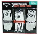 Callaway Golf 3 Glove Pack: 2 Tour Premium Cabretta Leather and 1 Synthetic Leather Glove with Glove Saver Pouch - Small