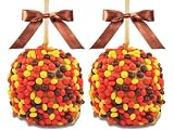 Gourmet Caramel Apples - Candy Dipped - 2 Gift Pack, Set of 2 apples with Reeses Pieces