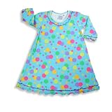 Sara's Prints - Girls Long Sleeve Polka Dot Nightgown, Aqua
