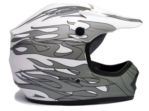 TMS YOUTH MATTE WHITE FLAME MOTOCROSS ATV MX 