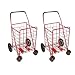 2 Jumbo heavy-duty Folding RED Swivel Shopping Carts