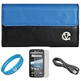 Blue & Black Portola Leather Carrying Holster with Fixed Belt-Clip and Magn ....