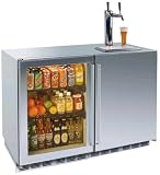 Perlick Signature HP48RTO 48 Undercounter Refrigerator/Beer Dispenser with 12 cu. ft. Total Capacity, 1/2 Barrel Keg Capacity, Self- Contained Beer System, Portable Drainer, Full-Extension Shelves and Single Faucet Tower Kit: Outdoor