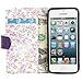 iPhone 5C Case, iPhone 5C Flip Case - E LV Deluxe PU Leather Wallet Purse Flip Folio Stand Case Cover for iPhone 5C with 1 Stylus and 1 Clear Screen Protector (Purple)