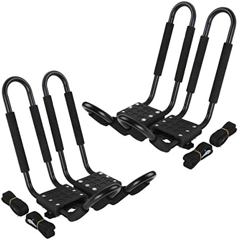 Powersportspro (2 set) J-Bar Heavy Duty Kayak Rack Carrier Canoe Boat Surf Ski Roof Top Mounted on SUV CAR Truck Crossbar