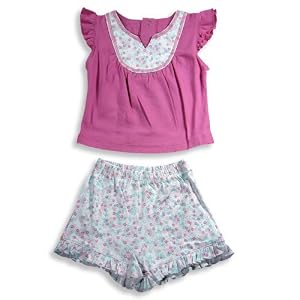 SnoPea - Newborn And Infant Girls Cap Sleeve Short Set, Pink, White
