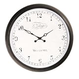 Wall clock antique parchment face brown metal case 19th century 17.7 inch