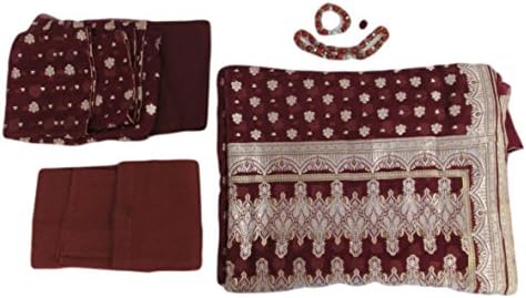 Maroon Chiffon Hand Loom Saree with French Fashion Design Bead Jewelry