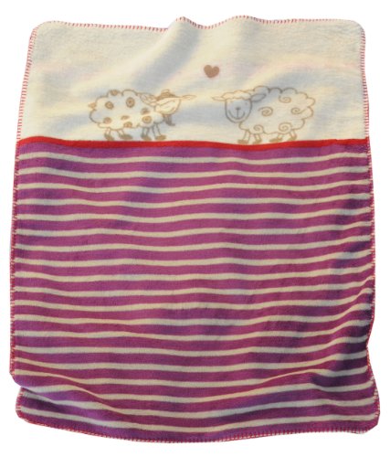 David Fussenegger 21354070 Babydecke 75 x 100 cm, Schafe/Streifen mit Zierstich Preisvergleich