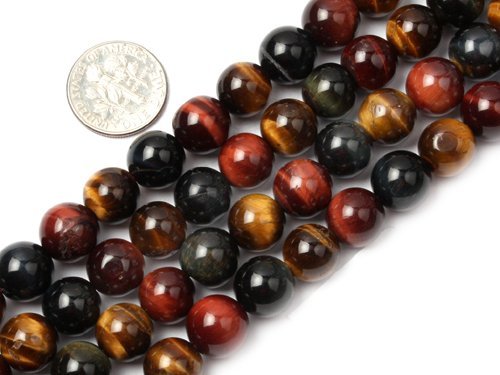 10mm Round blue tiger eye stone beads strand 15"