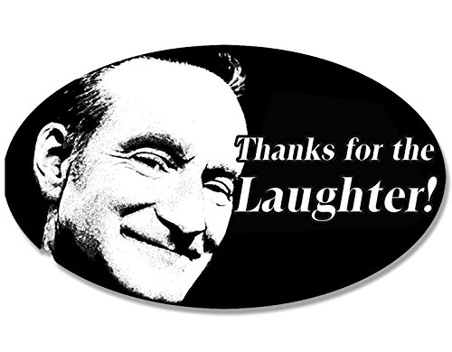Oval Robin Williams Thanks for the Laughter Sticker (actor comedian r.i.p.)