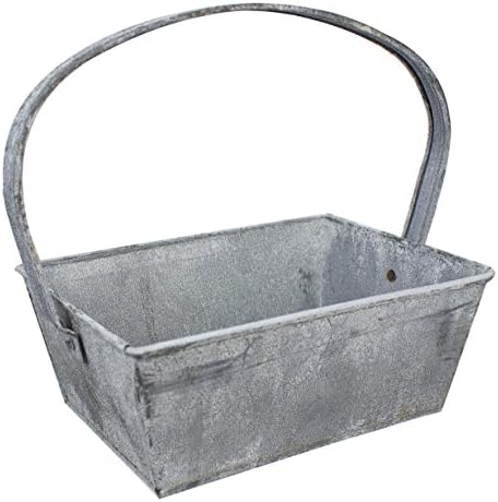 Gray Zinc Square Container w/Handle