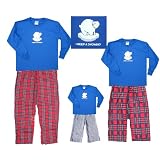 Polar Bear I Need a Snowday Long Sleeve Cotton Matching Winter Royal Stewart Flannel Adult Clothing Sets and Outfits for Children with Grey Pants ~ Footsteps Clothing