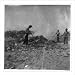 Historic Print (L): [Aftermath of hurricane and flood in Galveston, 1900: 3 men cremating bodies at Beach &