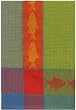 Waffle Weave 100% Cotton Fish Citrus Green Dishtowel 18" X 28" Set / 6