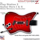 PS2 Guitar Hero I & II White Wireless Controller Skin Colorburst Red by WraptorSkinz TM (GUITAR NOT INCLUDED)