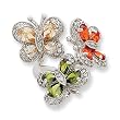 Sterling Silver Multi-Colored CZ Butterfly Ring