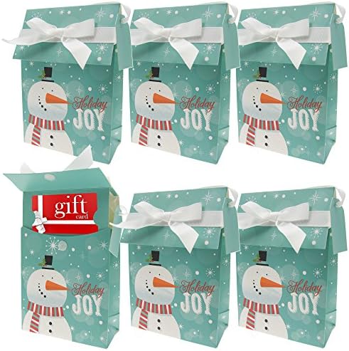 6pk Blue Snowman Gift Card Holder Bags Reveal Box For Holiday Christmas Present