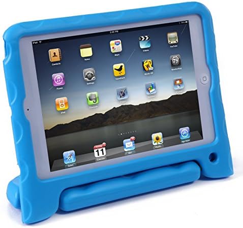 iPad Mini Retina 1/2/3 Kids Light Weight Portable Shock Proof Case With Stand Handle(Blue)