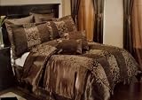 20 Pc. Oversized Brown / Gold Bed In a Bag Comforter Set w/ Matching Window Treatment
