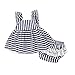 Baby Girls Striped Ruffle Sleeve Dress and Pants Nappy Cover Outfit