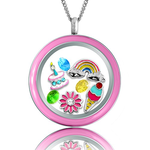 Birthday Gift for Girls Necklace BFF Christmas Gift Happy Birthday Girlfriend Floating Locket Pendant Necklace
